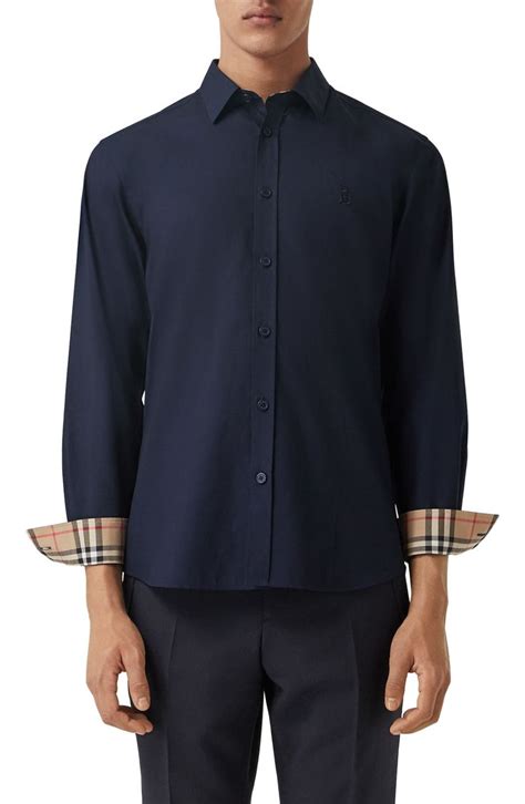 burberry monogram motif slim-fit shirt|Sherwood Monogram Motif Slim Fit Stretch Poplin Button.